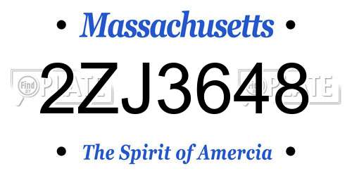 2ZJ3648 Massachusetts License Plate