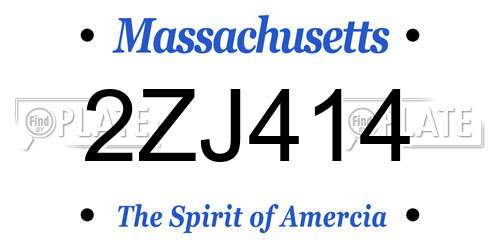 2ZJ414 Massachusetts License Plate