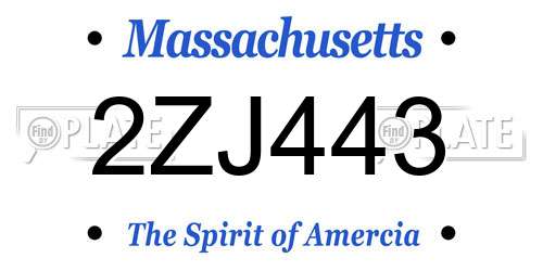 2ZJ443 Massachusetts License Plate