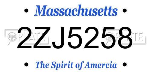 2ZJ5258 Massachusetts License Plate