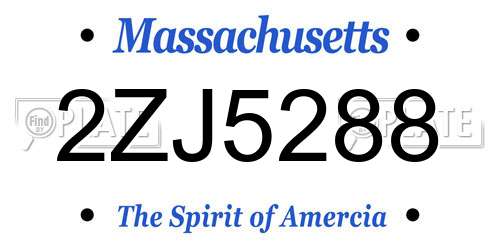2ZJ5288 Massachusetts License Plate