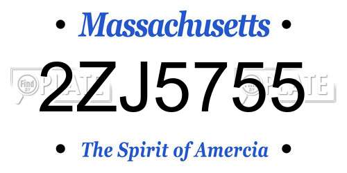 2ZJ5755 Massachusetts License Plate