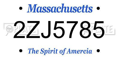 2ZJ5785 Massachusetts License Plate