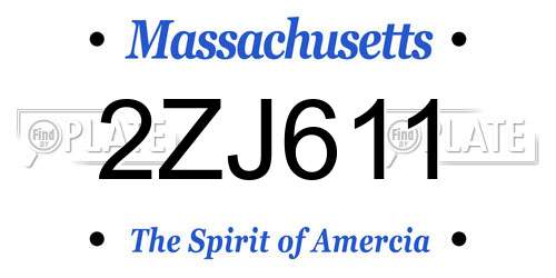 2ZJ611 Massachusetts License Plate