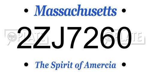 2ZJ7260 Massachusetts License Plate
