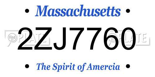 2ZJ7760 Massachusetts License Plate