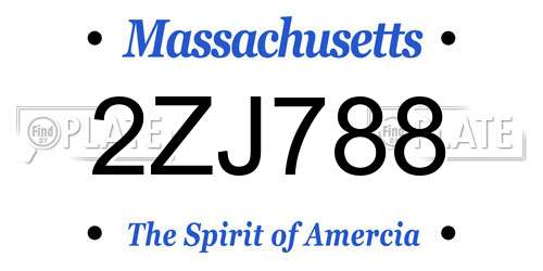 2ZJ788 Massachusetts License Plate