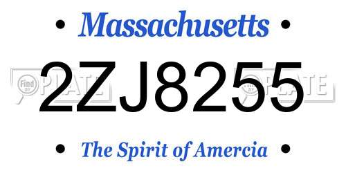 2ZJ8255 Massachusetts License Plate