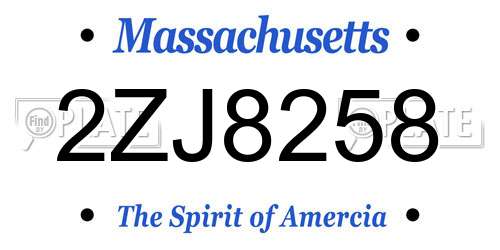 2ZJ8258 Massachusetts License Plate
