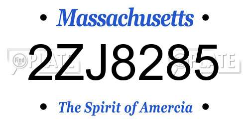 2ZJ8285 Massachusetts License Plate