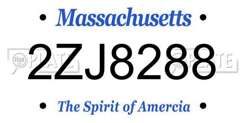 2ZJ8288 Massachusetts License Plate