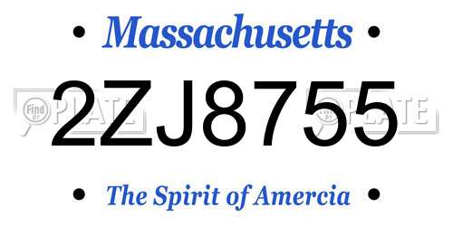 2ZJ8755 Massachusetts License Plate