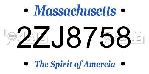 2ZJ8758 Massachusetts License Plate