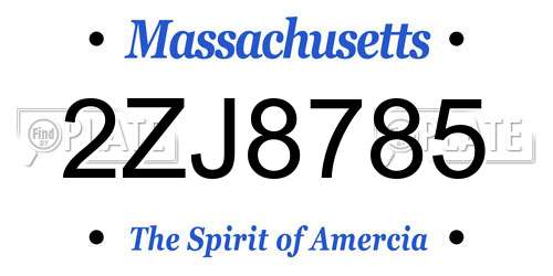 2ZJ8785 Massachusetts License Plate