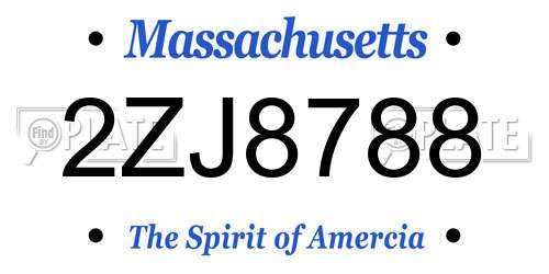 2ZJ8788 Massachusetts License Plate