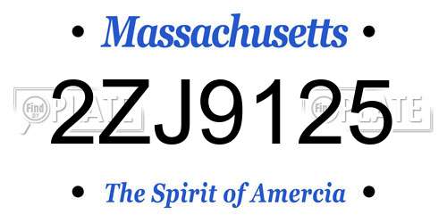 2ZJ9125 Massachusetts License Plate