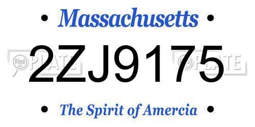 2ZJ9175 Massachusetts License Plate