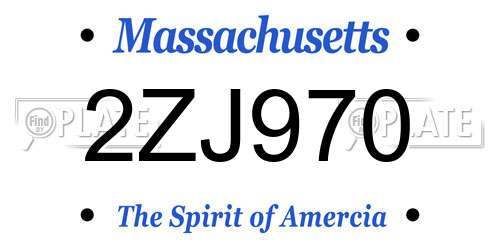 2ZJ970 Massachusetts License Plate