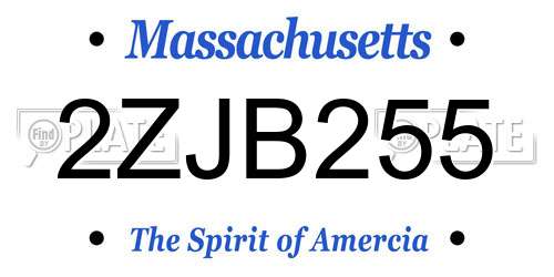 2ZJB255 Massachusetts License Plate