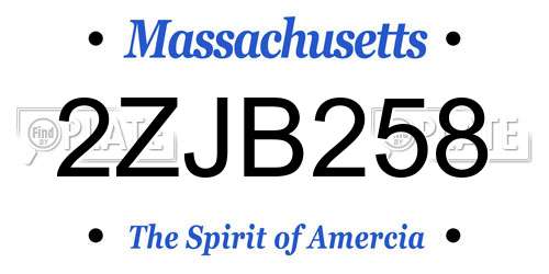 2ZJB258 Massachusetts License Plate