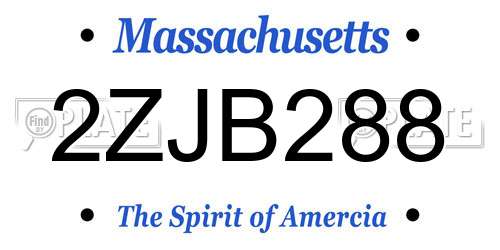 2ZJB288 Massachusetts License Plate