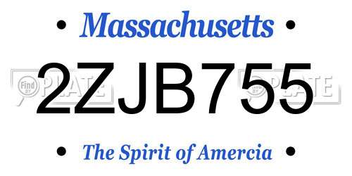 2ZJB755 Massachusetts License Plate