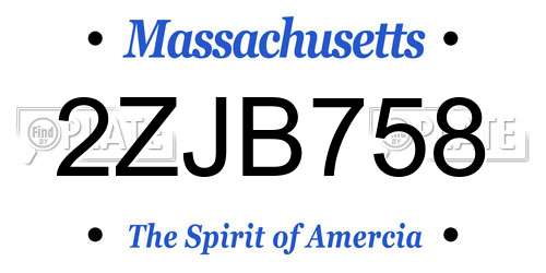 2ZJB758 Massachusetts License Plate