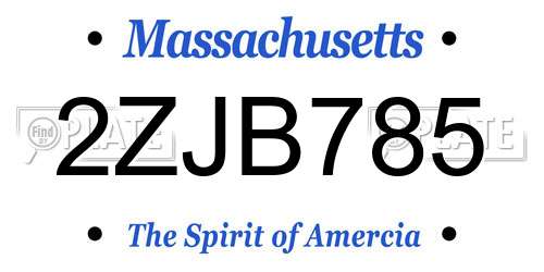 2ZJB785 Massachusetts License Plate