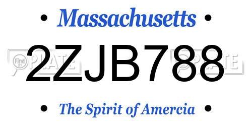 2ZJB788 Massachusetts License Plate
