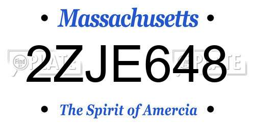 2ZJE648 Massachusetts License Plate