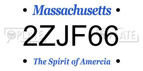 2ZJF66 Massachusetts License Plate