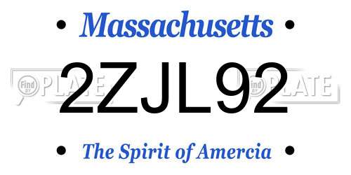 2ZJL92 Massachusetts License Plate