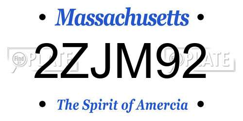 2ZJM92 Massachusetts License Plate