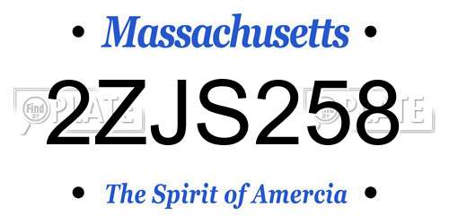 2ZJS258 Massachusetts License Plate