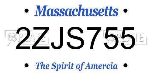 2ZJS755 Massachusetts License Plate