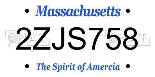 2ZJS758 Massachusetts License Plate
