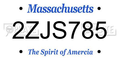 2ZJS785 Massachusetts License Plate