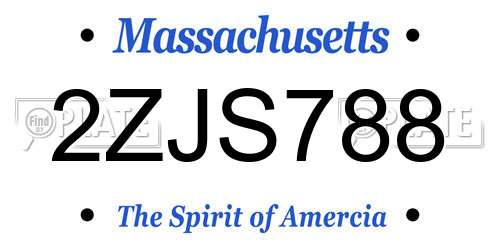 2ZJS788 Massachusetts License Plate