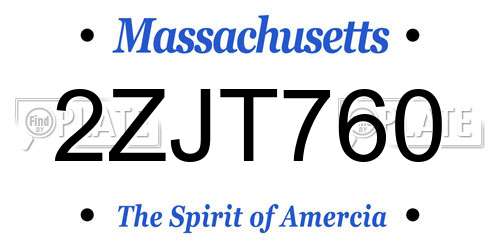 2ZJT760 Massachusetts License Plate