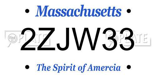 2ZJW33 Massachusetts License Plate