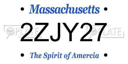 2ZJY27 Massachusetts License Plate