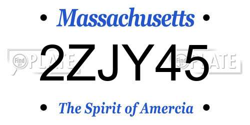2ZJY45 Massachusetts License Plate