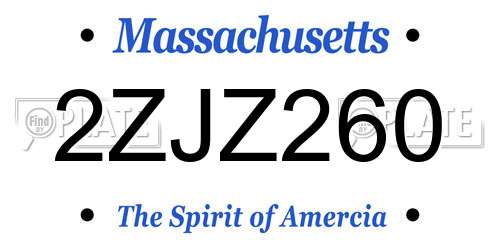 2ZJZ260 Massachusetts License Plate
