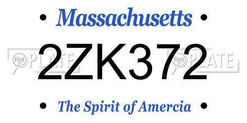 2ZK372 Massachusetts License Plate