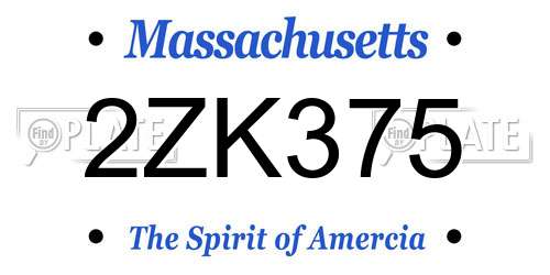 2ZK375 Massachusetts License Plate