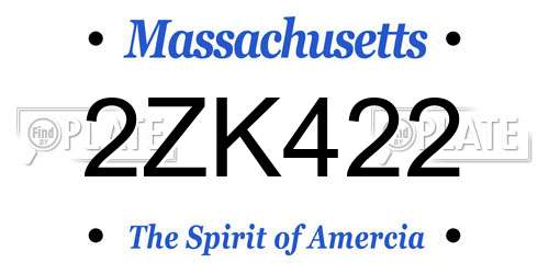 2ZK422 Massachusetts License Plate