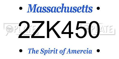 2ZK450 Massachusetts License Plate