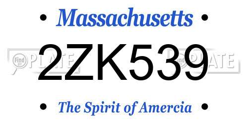 2ZK539 Massachusetts License Plate