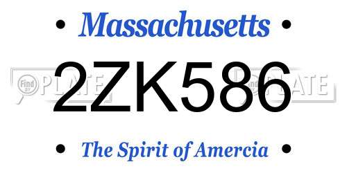 2ZK586 Massachusetts License Plate