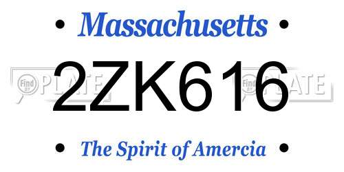 2ZK616 Massachusetts License Plate